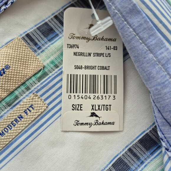 NWT Tommy Bahama Island Modern Fit Striped Long Sleeve Button Down XLX - Picture 4 of 14
